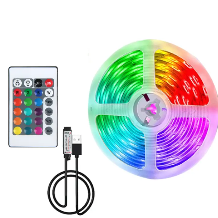 Tira De Luces LED 5V RGB Con USB Y Control Infrarrojo De 24 Teclas Para Cambio De Color Y Brillo SMD Adecuada Para Decoración De Fiestas - 1