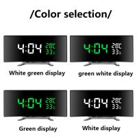 Reloj De Alarma Multifuncional Con Pantalla Curva LED Espejo Mostrador De Tiempo Temperatura Y Humedad DC De Inserción - details 5