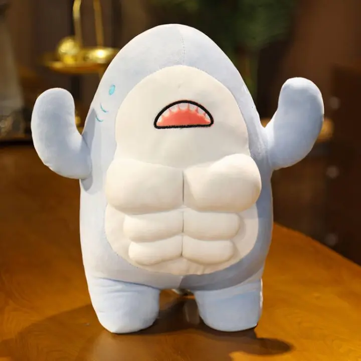 Muñeco De Peluche Tiburón Musculoso De 40CM Juguete De Peluche De Dibujos Animados Para Niños Y Niñas Regalo Para Novio O Amigo Material Coton PP Relleno Regalo Para Adultos - 1