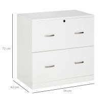 Vinsetto Cajonera de Escritorio con 2 Cajones Cajonera de Oficina con Guías para Carpetas Colgantes para A4 Cerradura y 2 Llaves para Estudio Salón 77x42x72 cm Blanco - details 2