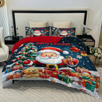 Set De Edredón Y Fundas De Almohada De Navidad Kawaii Con Dibujos De Ciervo Y Viejo 3 Piezas Funda De Edredón Y 2 Fundas De Almohada 100% Poliéster 90gsm - details 16