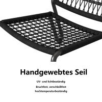 Bistro Set Muebles de Balcón de Maple galvanizado 3 piezas, Cuerda trenzada a mano, tablero de Madera, Silla con capacidad de carga de 160 kg, para Terraza, Jardín y balcón, Negro - details 4