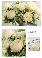 1PC Bouquet De Flores Artificiales Rosa Peonía Blanca Para Decoración De Casamientos Invierno Y Fiestas En Casa Plantas Falsas Baratas - details 7