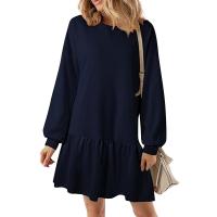 Vestido De Mujer Otoño Manga Larga Pullover Cuello Redondo Rib Knit Patchwork Suéter Cómodo Casual Mini Vestidos Estilo Vintage - details 4