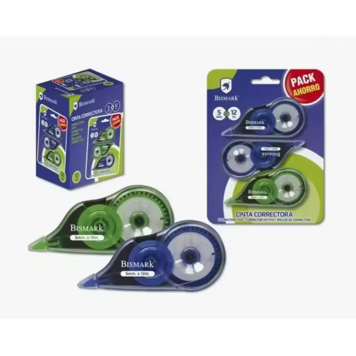Bismark Cinta Correctora 5mmx12m Pack Ahorro Blister, corrector en seco de alta calidad, 1 Pack de 3 unidades - 1