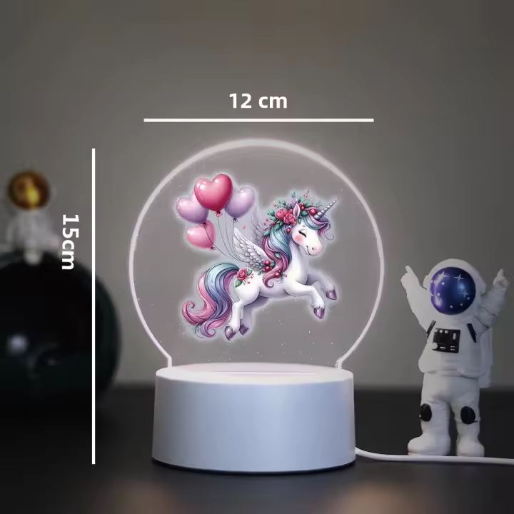 Lámpara De Ilusión 3D Unicornio LED Para Decoración De Hogar Y Niños Luz Nocturna Con Efecto 3D Incluye Bombilla Potencia 5W Fuente De Alimentación DC - 1