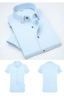 Camisa De Encaje Para Hombre De Alta Calidad No Planchable Manga Corta Nuevo Ropa Sólida Negocios Colores Blanco Azul Negro Rojo Marca GOZBKF - details 11