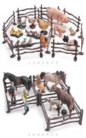 Juguetes DIY Para Niños Animales De La Granja Ponedero Valla Modelo Pastura Zoológico Figuras Captura Lobo Guardia De Acción - details 20