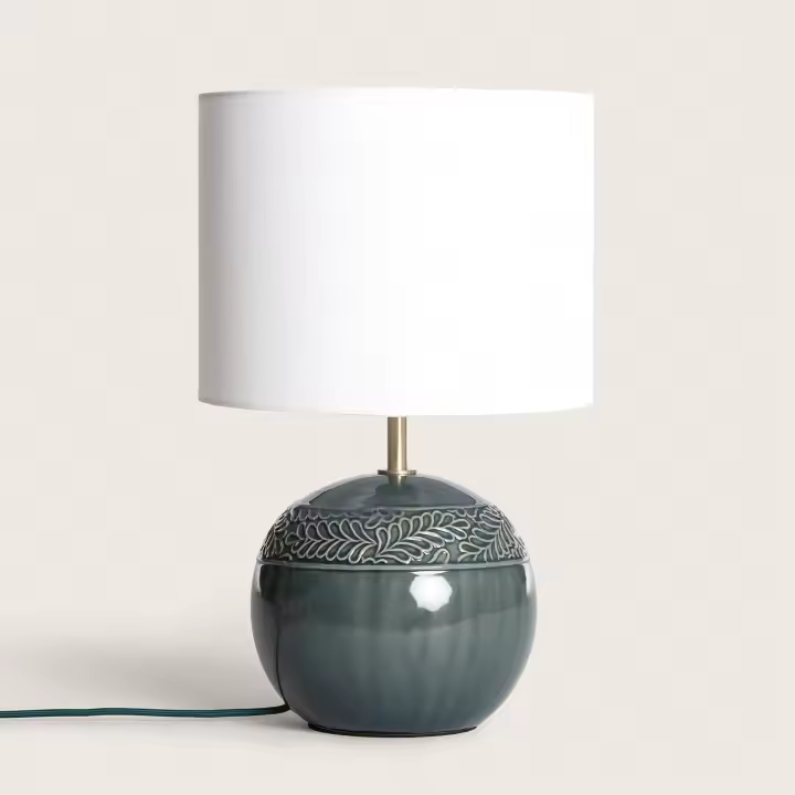 Ledkia Lámpara de Mesa de Cerámica Murger Verde Azulado - 1