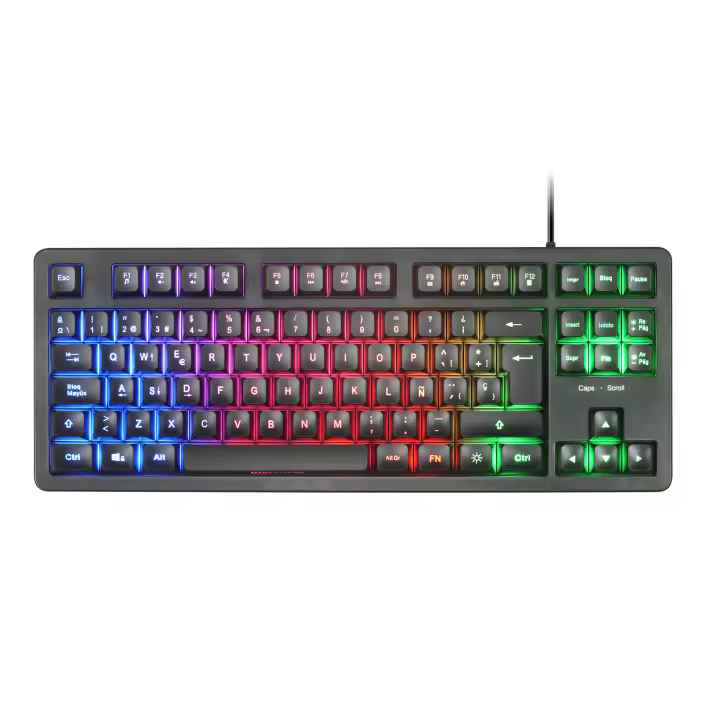Mars Gaming MK023, Teclado Gaming TKL, Tecnología Híbrida H-Mech, Iluminación FRGB Rainbow, Anti-ghosting, Compatibilidad Universal, Tecaldo Negro o Blanco y con Idioma en Español, Francés o Portugués - 1