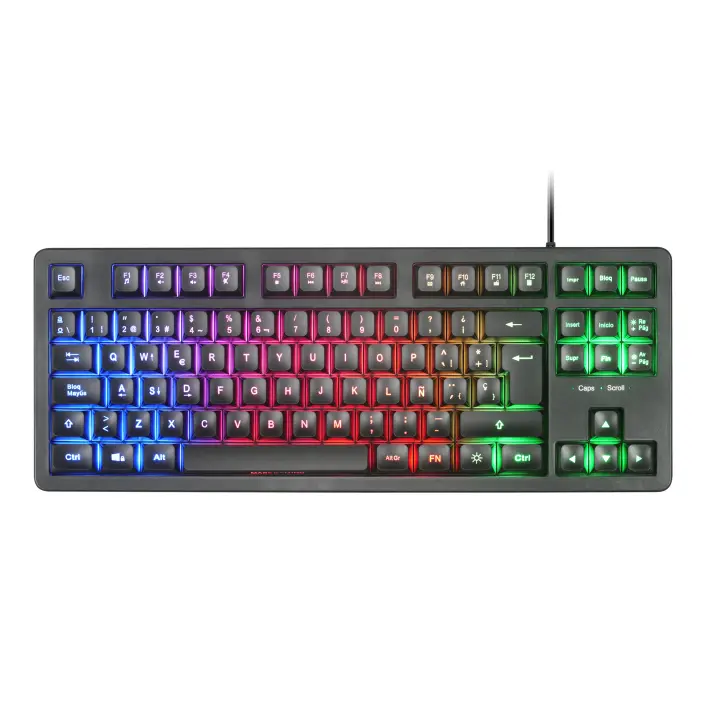 Mars Gaming MK023, Teclado Gaming TKL, Tecnología Híbrida H-Mech, Iluminación FRGB Rainbow, Anti-ghosting, Compatibilidad Universal, Tecaldo Negro o Blanco y con Idioma en Español, Francés o Portugués - 1