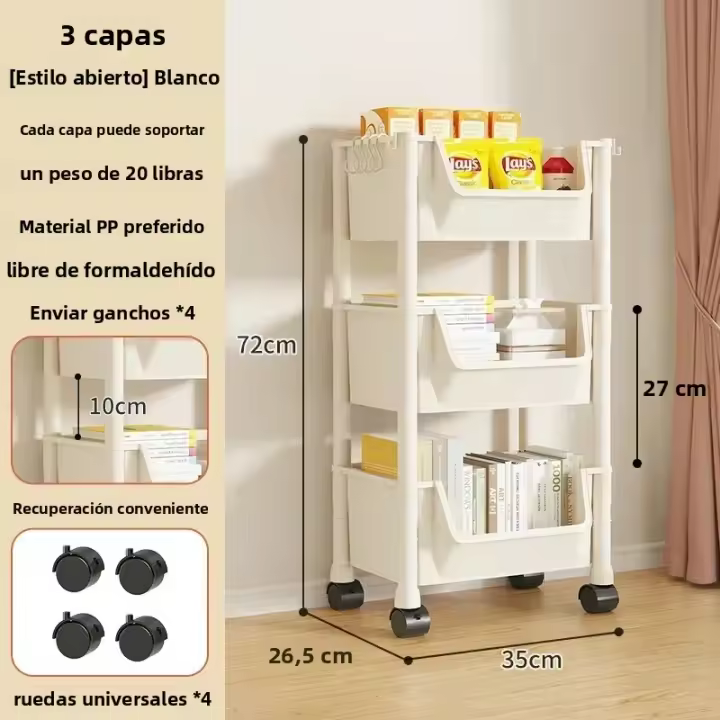 Estante De Libros Móvil Con Ruedas Estante De Almacenamiento Móvil Para Escritorio Biblioteca Dormitorio Estudio Estilo Moderno Minimalista - 1