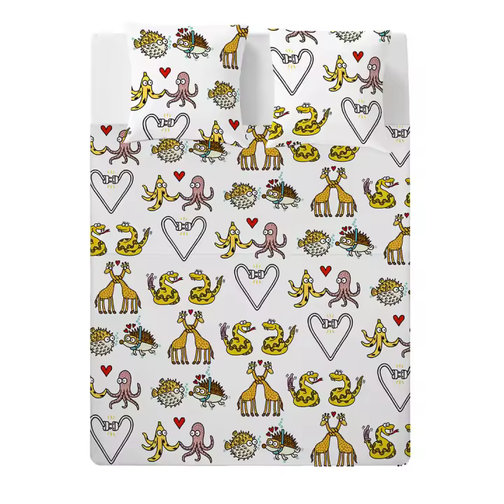 KUKUXUMUSU - Sábana encimera MIX MIG CHAO 100% algodón 144 hilos, ropa de cama, disponible para cama de 90 cm (160x270 cm), 135 cm (210x270 cm), 150/160 cm ( 240x270 cm), 180 cm (270x270 cm). Fabricado en España. - 1