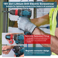 Destornillador Eléctrico Sin Cable 18V 2en1 Con Motor De Corriente Continua Torque 45Nm Herramienta Multifuncional Para El Hogar - details 5
