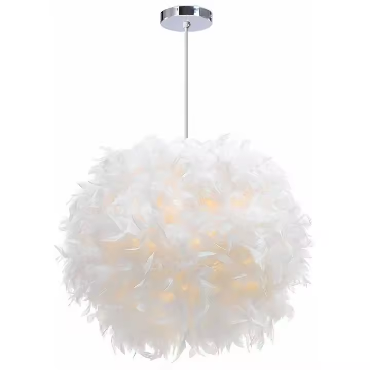 Lámpara de suspensión Ø 30 cm Lámpara de suspensión de plumas blancas para dormitorio - 1