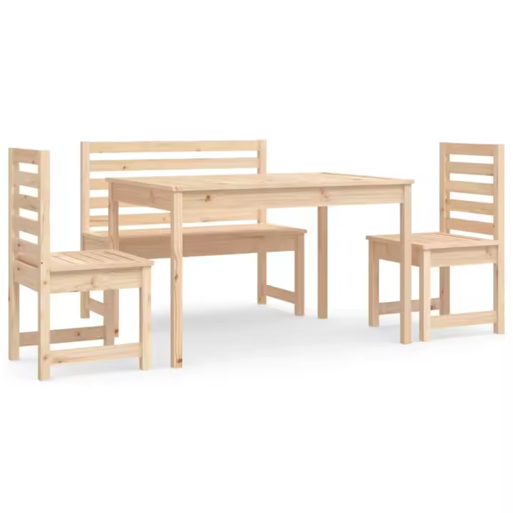 vidaXL Juego de comedor de jardín 4 piezas madera maciza de pino - 1