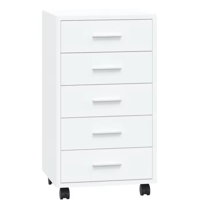 Cajonera con ruedas madera contrachapada blanco brillante - 1