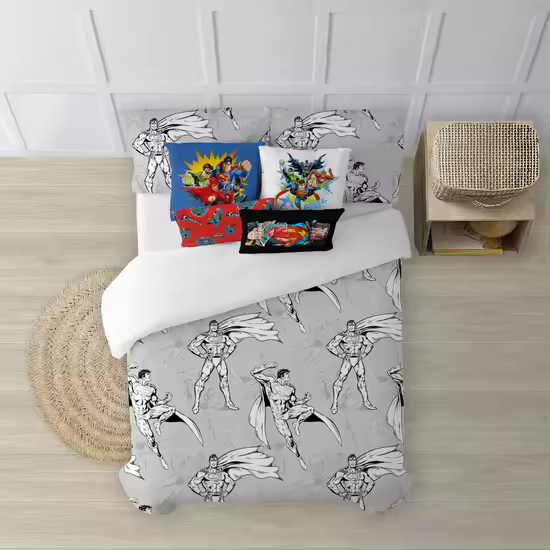 BL BELUM  Funda nórdica Superman  Funda nórdica Modelo Superman Grey  Funda Nórdica con Botones  Funda nórdica 100% algodón  Funda Nórdica - Funda Nórdica Extrasuave - Funda Nórdica 100% Made in Spain - 1