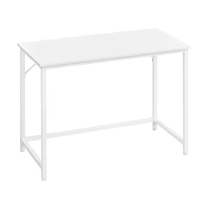 Mesa de escritorio, colores: greige, marrón avellana y marrón miel, estilo industrial, estructura de acero negro, carga máxima 50 kg, 100x50x75 cm - 1