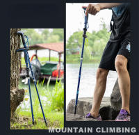 Bastón De Camuflaje Antigolpes Para Senderismo Y Escalada Plegable De Aluminio Con Punta De Acero Carbono Mango T-Handle Para Actividades Al Aire Libre Y Montañismo - details 5