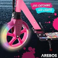 Arebos Patinete con Ruedas de Goma con LED - Suspensión Delantera - Soporte para Botella y Timbre - details 7