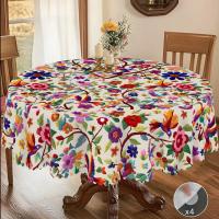 VIKAMA Teléfono De Mesa Redondo Retro Con Bordado Floral Diseño De Pájaro Y Flor Colorido Impermeable Y Resistente Al Aceite Cubierta De Cocina Moderna Para Hogar Y Restaurantes - details 2