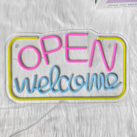 Letra LED De Bienvenida Abierta Signo Neon Para Decoración De Bar Business Tienda Club Suministro USB Material Acrílico - details 8