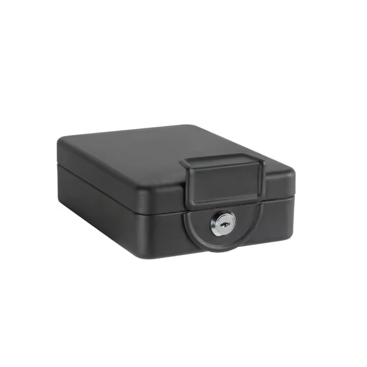 ARREGUI Private C9327 Caja Caudales con Llave para Contar y Transportar Dinero | Caja de Seguridad de acero y Estructura para fijar bajo mesa/balda | Caja fuerte portatil 16 cm de ancho | Color Negro - 1