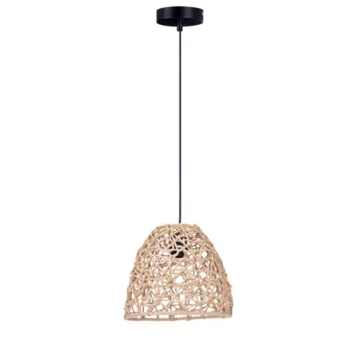 MIRAMAX-Lámpara de techo Ratán Natural Cono Lámparas colgantes de cuerda para isla de cocina,sala de estar,cafetería, bar,25 x 25 x 21 cm. - 1