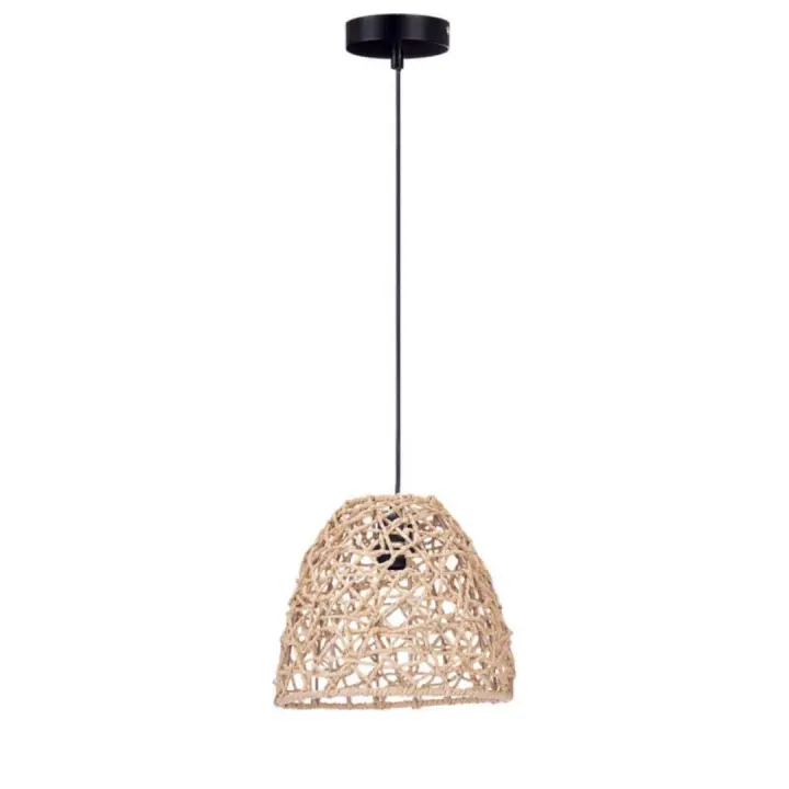 MIRAMAX-Lámpara de techo Ratán Natural Cono Lámparas colgantes de cuerda para isla de cocina,sala de estar,cafetería, bar,25 x 25 x 21 cm. - 1
