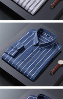 Camisa Hombre Verano 2024 Manga Larga Cuello En Pointe Estilo Slim Fit Rayada Negra Y Blanca Antideslizante No Hierro Resistente a Arrugas Para Negocios - details 8
