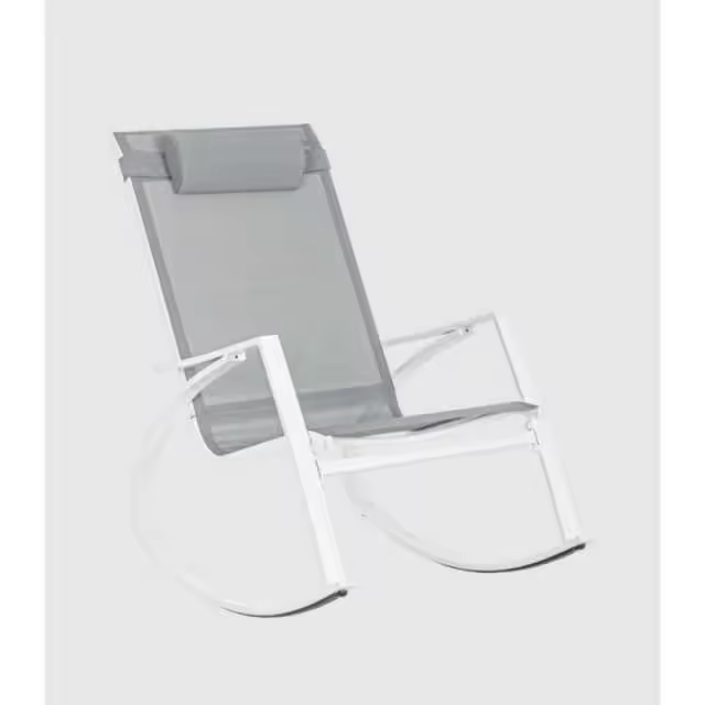 Mecedora Demid  blanca tela gris     -EkilikuaHome - 1