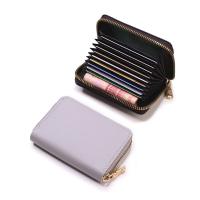 Cartera De Tarjetas De Negocio Para Hombres Y Mujeres En Gris PU Cuero Protegido Monedero Con Cierre De Cremallera 20 Espacios Para Tarjetas - details 9