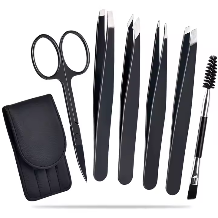 Juego De 6 Pinzas Profesionales De Acero Inoxidable Para Mujeres Y Hombres Pinzas De Precisión Para Cejas Y Pelos Enganchados - 1