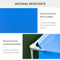 Outsunny Piscina Desmontable Tubular 252x152x65 cm o 292x190x75 cm con Depuradora de Cartucho 1200L/H Piscina Rectangular de Exterior para Adultos y Niños 2163L Azul - details 4