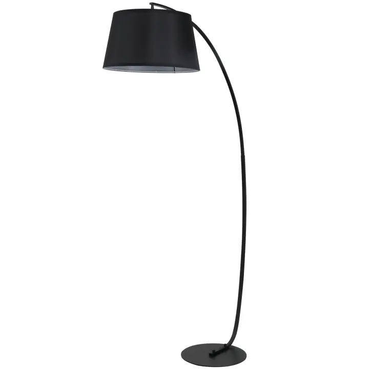 HOMCOM Lámpara de pie de arco curvo para sala de estar - Lámpara de arco de metal moderna - Lámpara de pie de metal de lino negro - 1