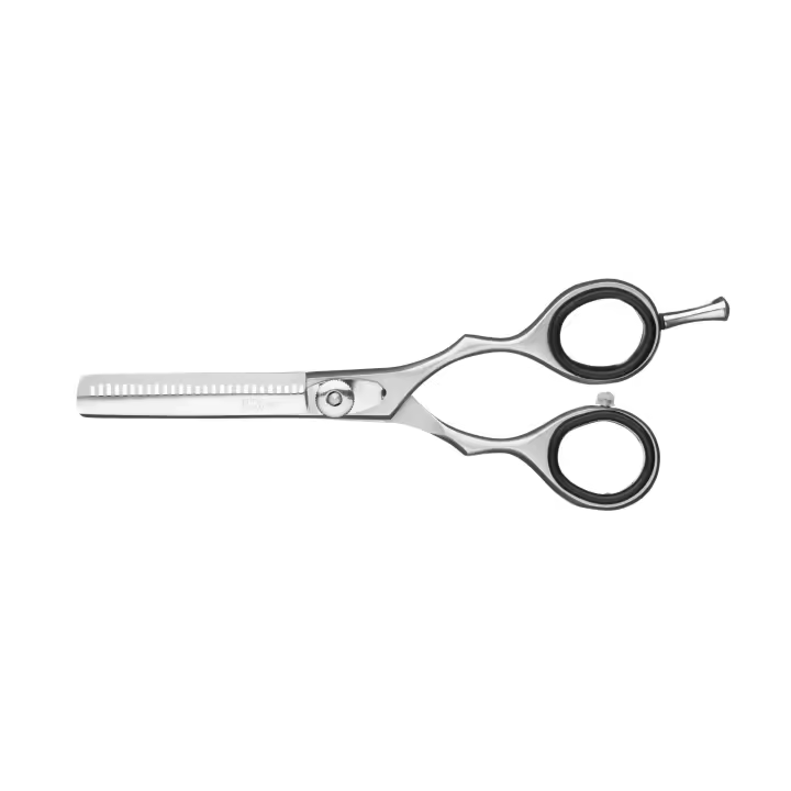 TIJERA ZURDO ESCULPIR 5,5" FILO NAVAJA PLATA MATE (marca: Barber Line) - 1