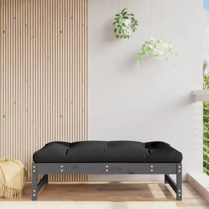 Taburete de jardín madera maciza de pino gris 120x80 cm - 1