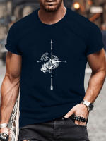 Camiseta De Verano Para Hombre Con Estampado Cuello Redondo Manga Corta Te De Estilo Casual Y Comodidad - details 1