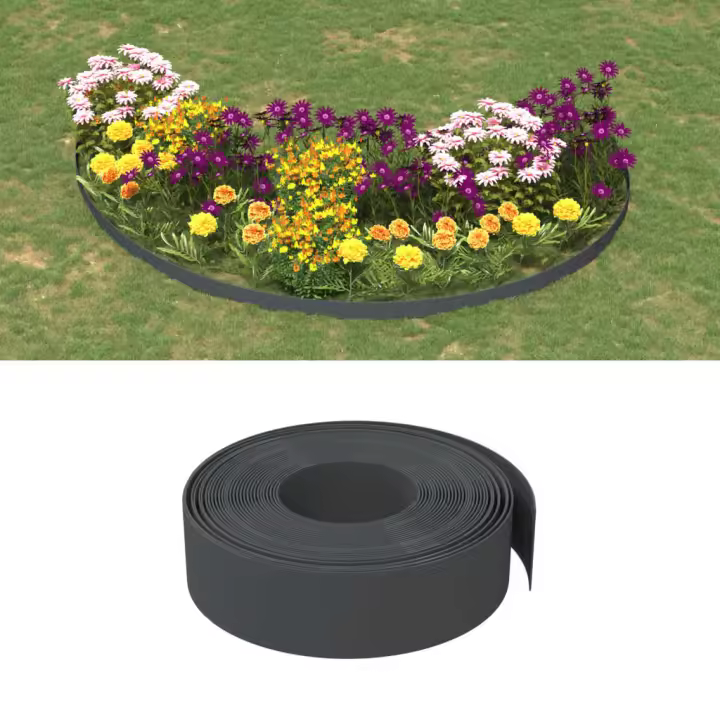vidaXL Borduras de jardín 2 uds polietileno gris 10 m 15 cm - 1