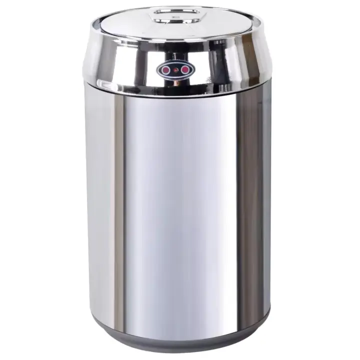 ORION91 Papelera o Cubo Basura Ø24cm x 48,4cm 12 L Tapa Con Sensor Inteligente CROMADO ACERO INOXIDABLE Oficina Teletrabajo - SpazioLuzio - 1