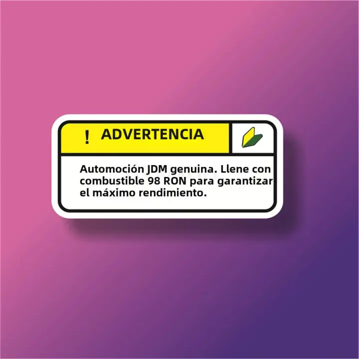 Pegatina De Advertencia Para Coche JDM Autómata Con Combustible De Máxima Performance 8x3.6cm Material PVC Decorativo - 1