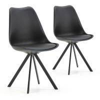 VS Venta-Stock - Pack de 2 sillas de comedor modelo Cross en color negro en polipiel y metal - details 0