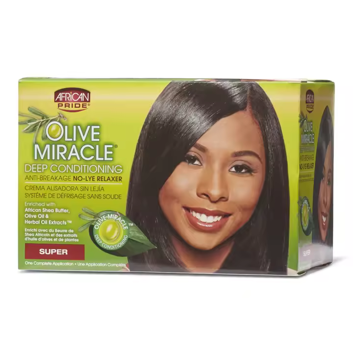 African Pride Olive Miracle Deep Conditioner Anti-Breakage Relaxer Kit Super HAIR - 1