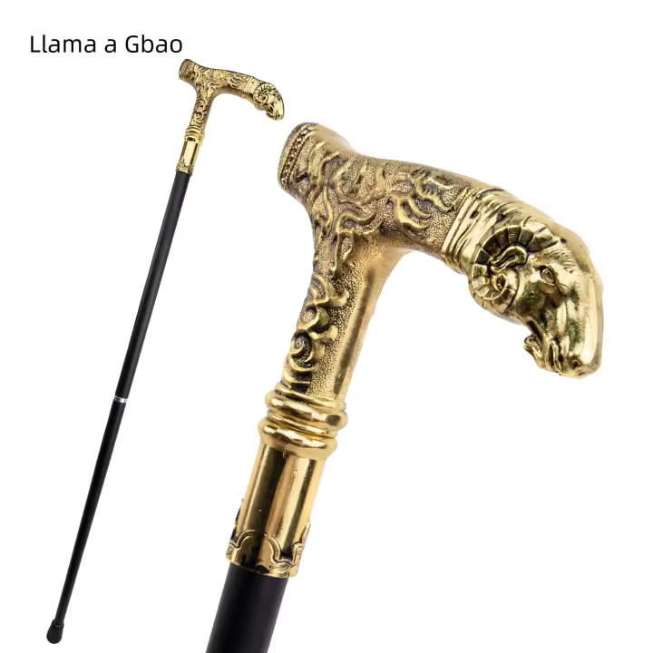Bastón De Moda Golden Goat Con Manija De Lujo Patrón Decorativo Para Fiesta Cospaly Navaja De Alero 90cm Material De Acero - 1