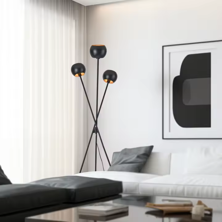 Lámpara de pie Nykvarn 3x E14 40W metal 161x58 cm - Negro/Dorado [lux.pro] - 1