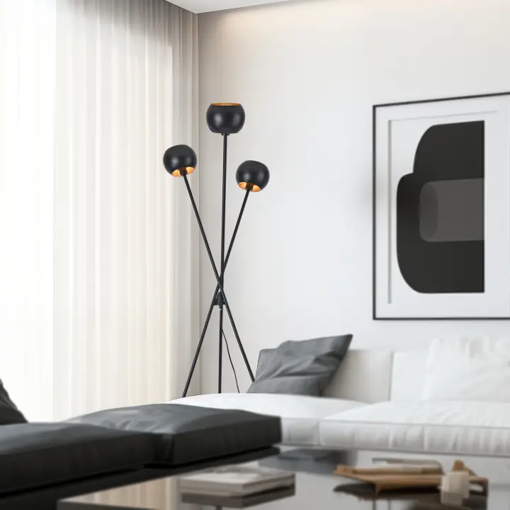 Lámpara de pie Nykvarn 3x E14 40W metal 161x58 cm - Negro/Dorado [lux.pro] - 1