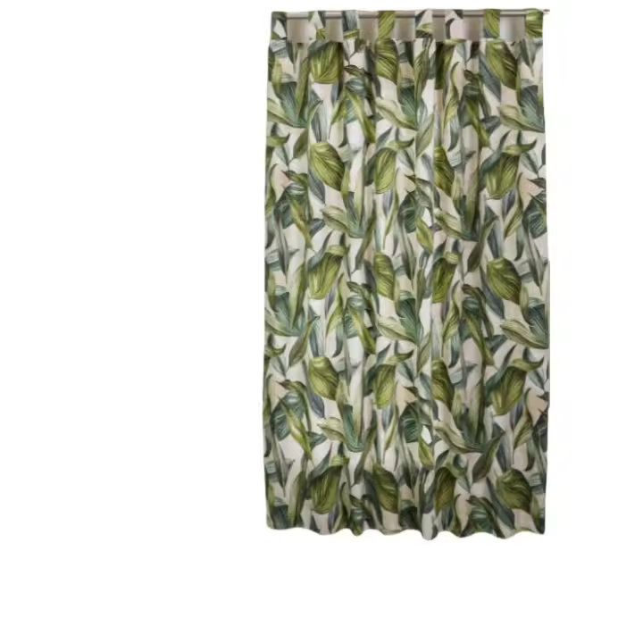 Cortina de cocina con diseño estampadea de planta hojas perennes .90x145cm y 140x150cm.1 panel. - 1