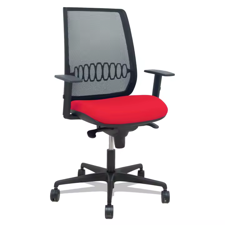 Silla Alares sincro malla negra bali rojo brazo regulable - 1