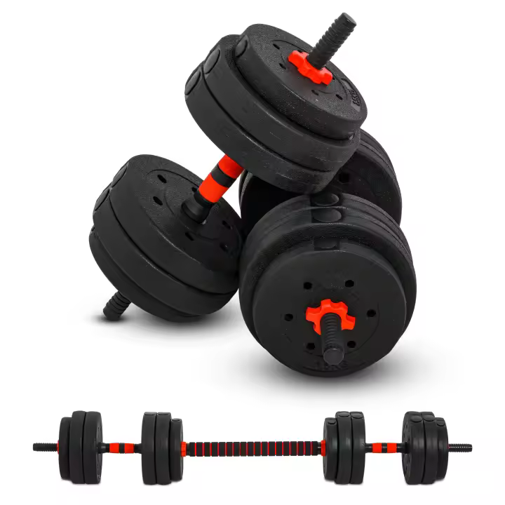 HOMCOM Juego de Mancuernas 2 en 1 de 25 kg con Barra Ajustable Entrenamiento de Fuerza y Levantamiento de Pesas para Hogar Oficina Gimnasio Negro - 1